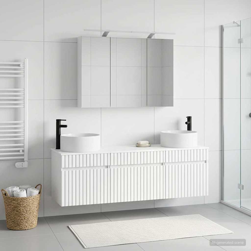 Bathroom Cabinet Set 4 pcs White 100 x 14.5 x 70 cm
