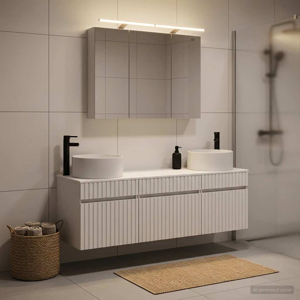 Bathroom Cabinet Set 4 pcs White 100 x 14.5 x 70 cm