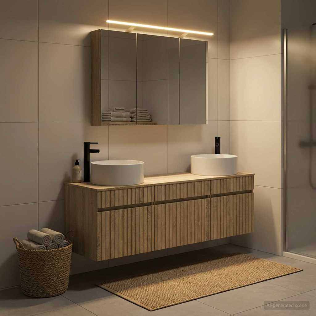 Bathroom Cabinet Set 4 pcs Sonoma Oak 100 x 14.5 x 70 cm