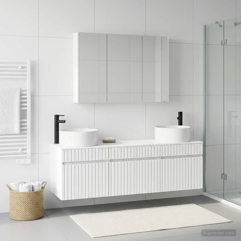 Bathroom Cabinet Set 4 pcs White Engineered Wood