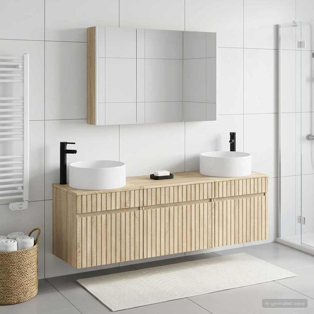 Bathroom Cabinet Set 4 pcs Sonoma Oak Engineered Wood