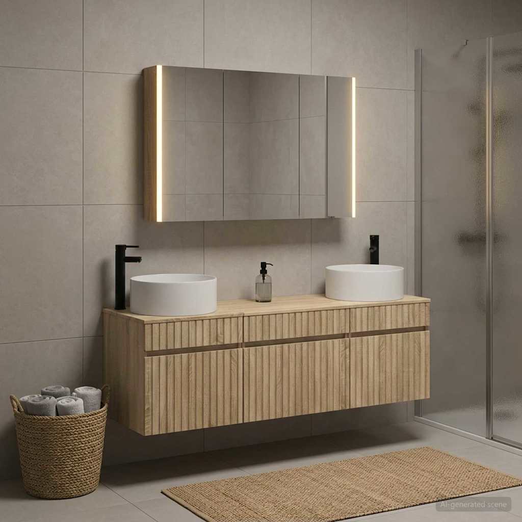 Bathroom Cabinet Set 4 pcs Sonoma Oak 103.5 x 15.5 x 70 cm