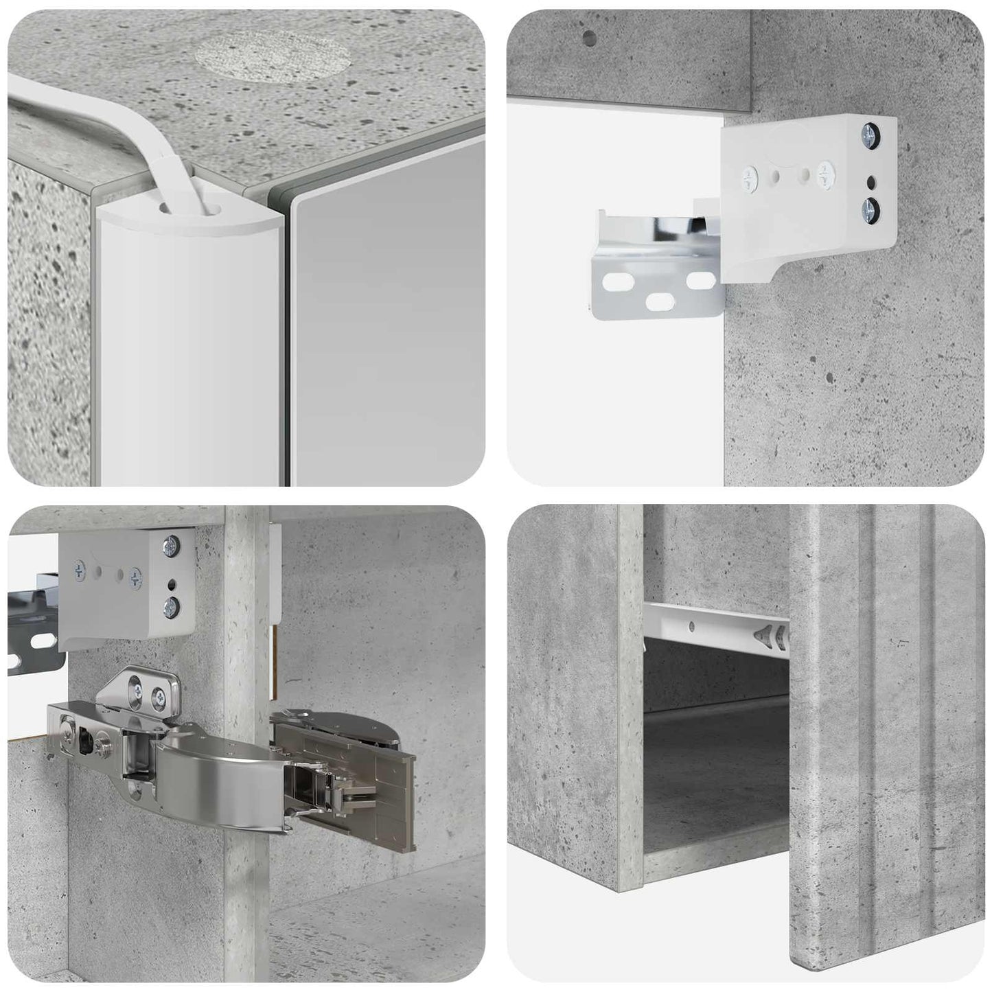 Bathroom Cabinet Set 4 pcs Concrete Grey 103.5 x 15.5 x 70 cm