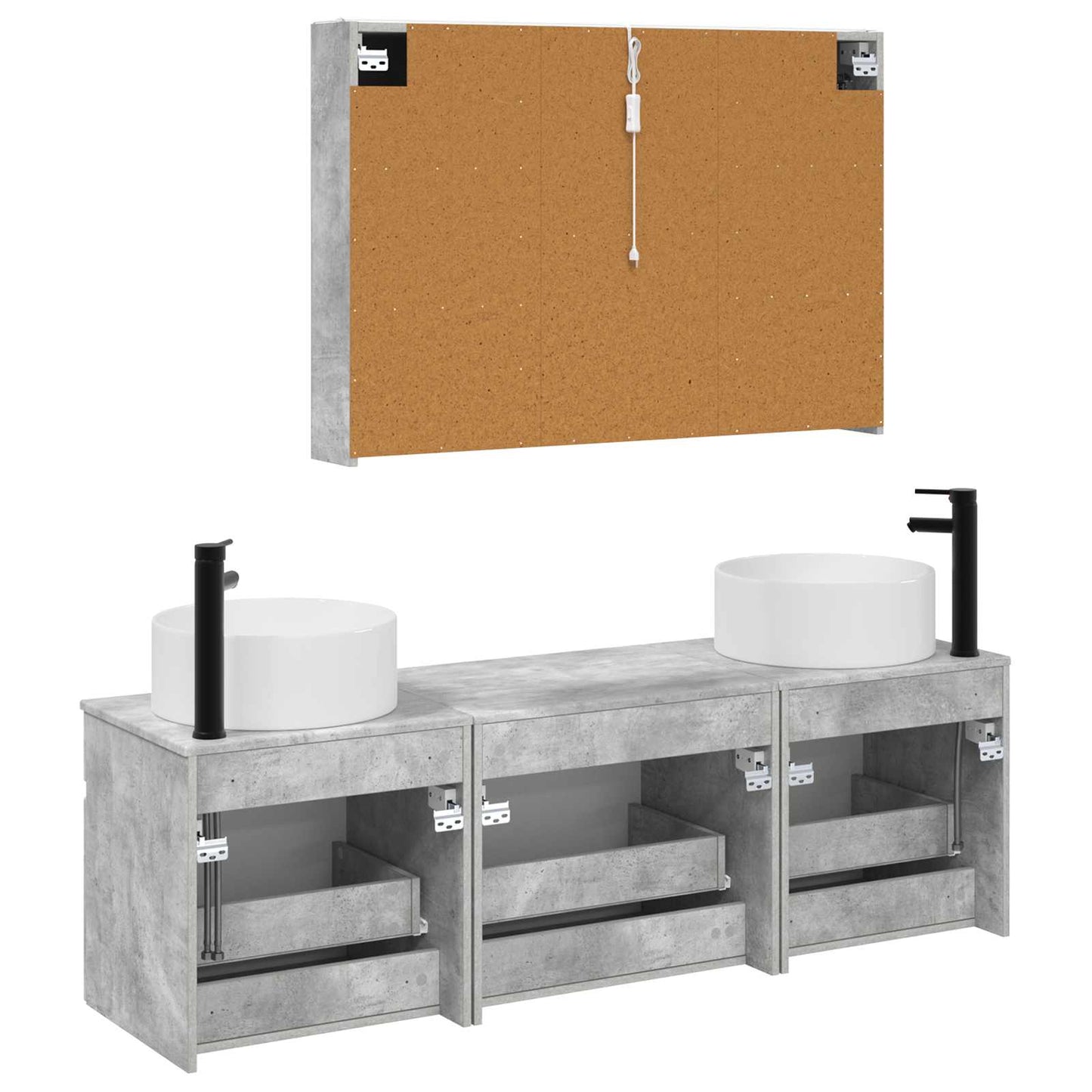 Bathroom Cabinet Set 4 pcs Concrete Grey 103.5 x 15.5 x 70 cm