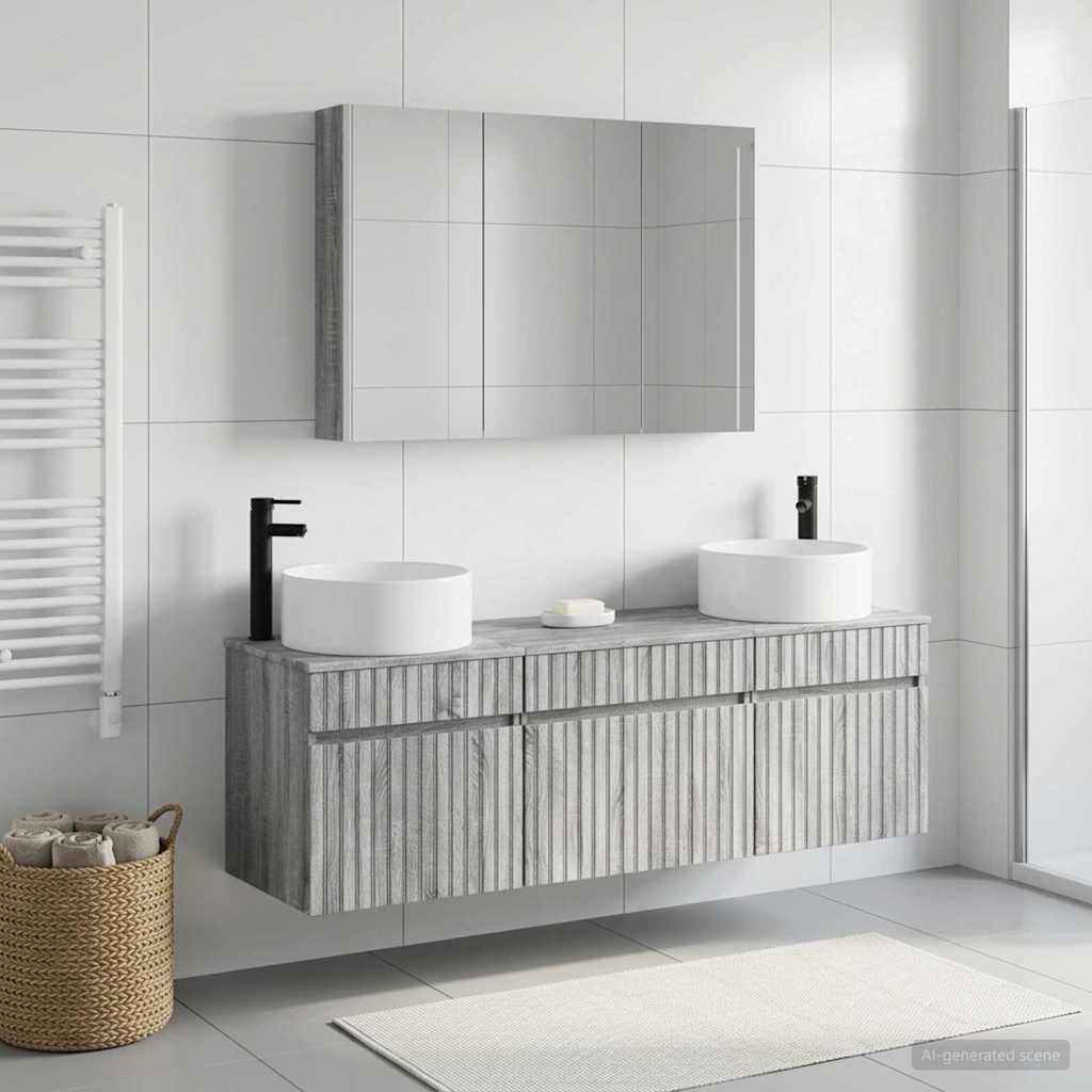 Bathroom Cabinet Set 4 pcs Grey Sonoma 103.5 x 15.5 x 70 cm