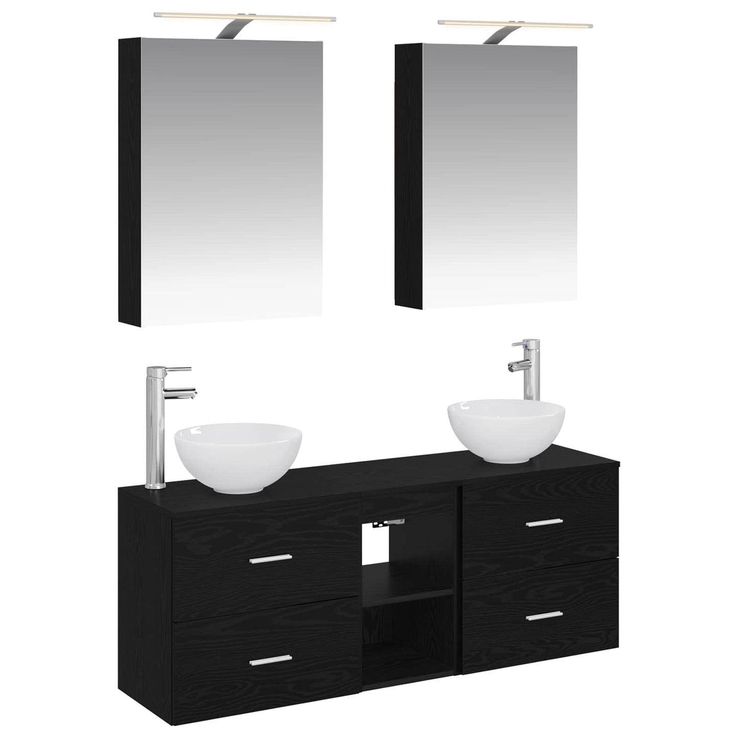 Bathroom Cabinet Set 5 pcs Black Oak 50 x 14.5 x 70 cm