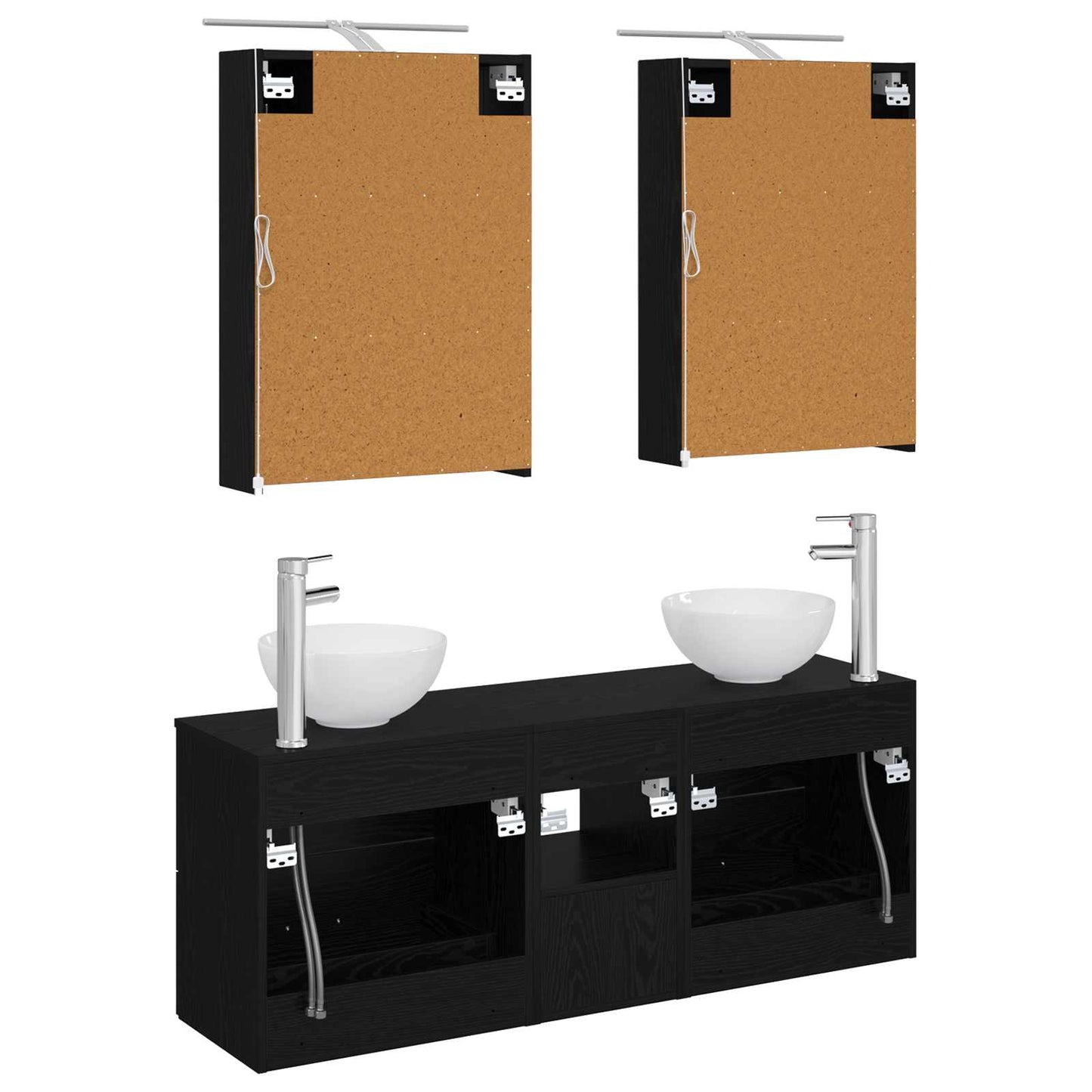 Bathroom Cabinet Set 5 pcs Black Oak 50 x 14.5 x 70 cm