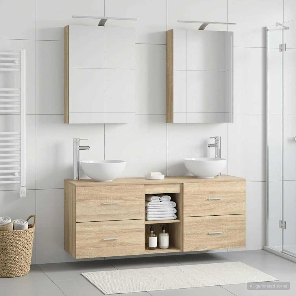 Bathroom Cabinet Set 5 pcs Sonoma Oak 50 x 14.5 x 70 cm