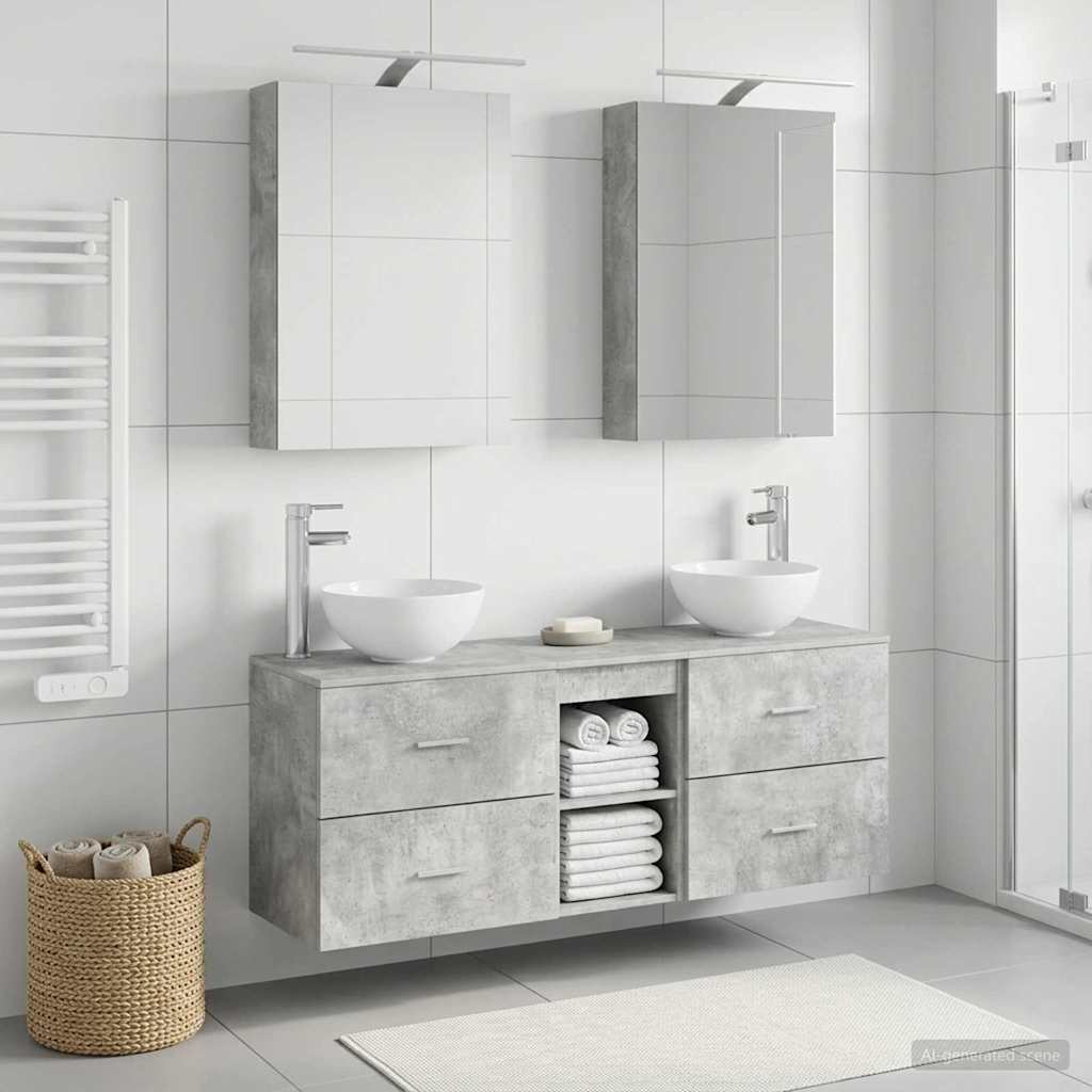 Bathroom Cabinet Set 5 pcs Concrete Grey Engineered Wood