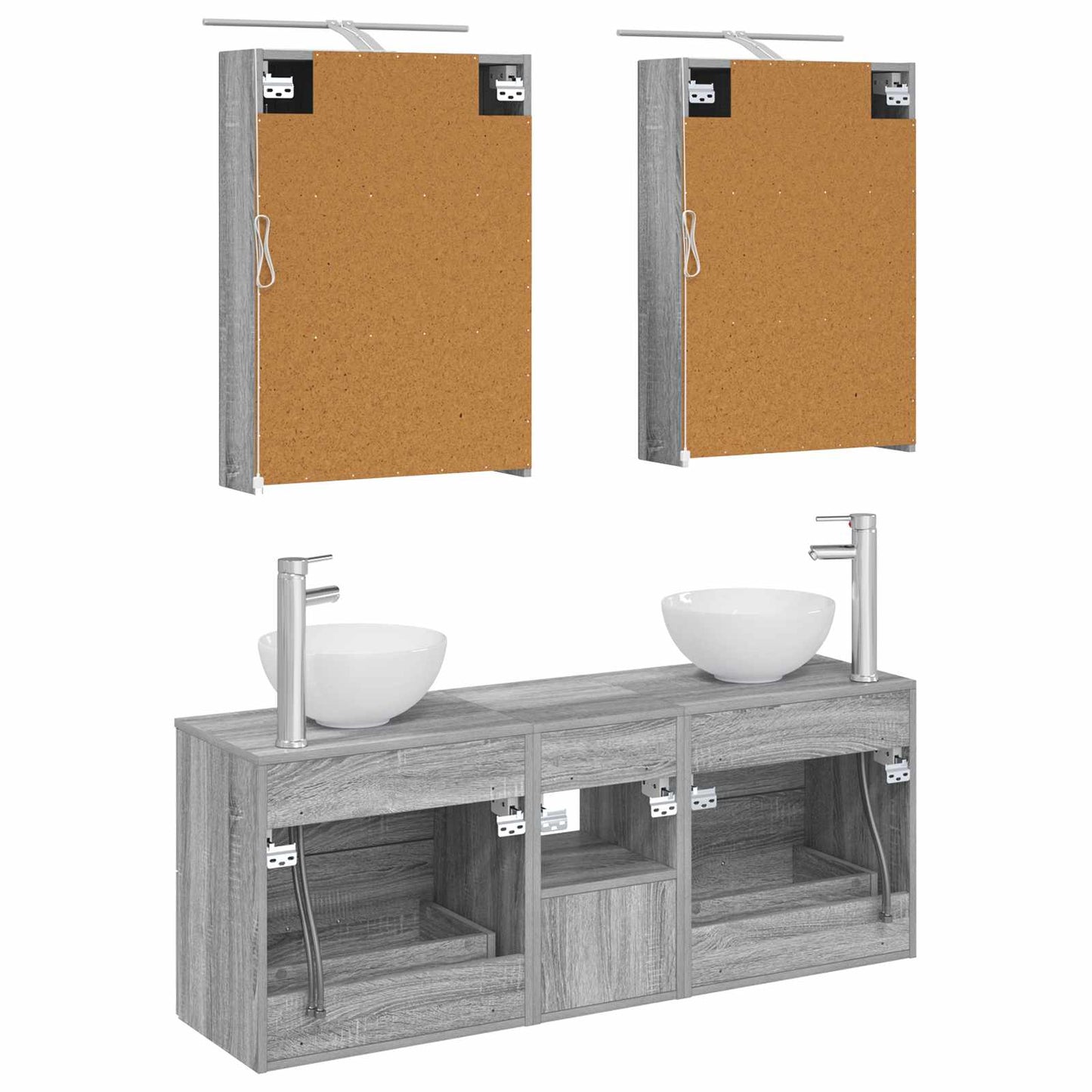 Bathroom Cabinet Set 5 pcs Grey Sonoma 50 x 14.5 x 70 cm