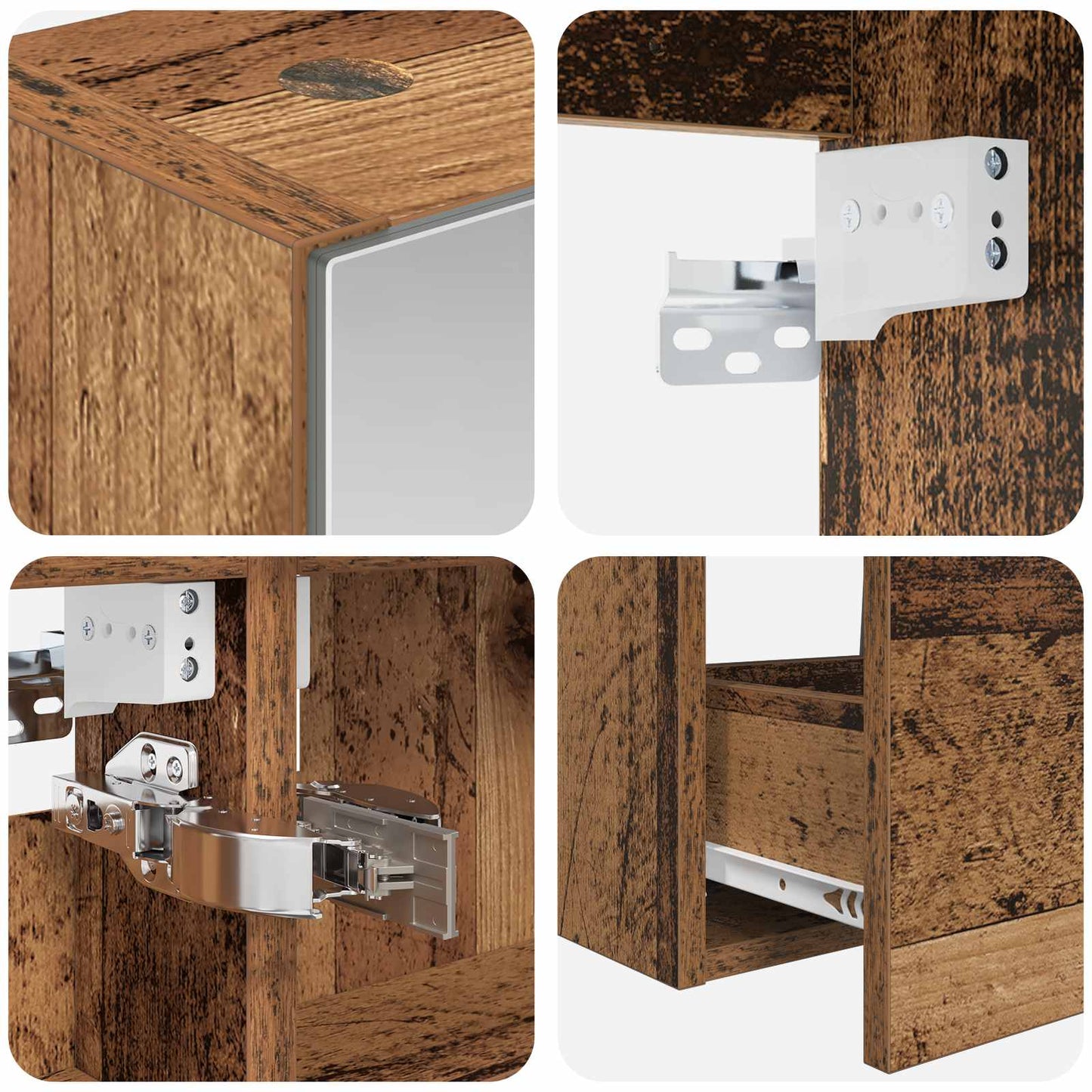 Bathroom Cabinet Set 5 pcs Old Wood 50 x 14.5 x 70 cm