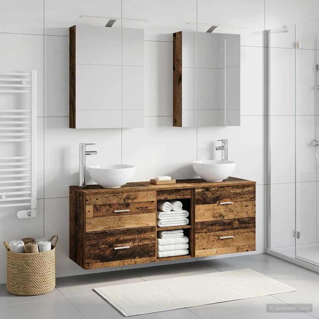 Bathroom Cabinet Set 5 pcs Old Wood Engineered Wood