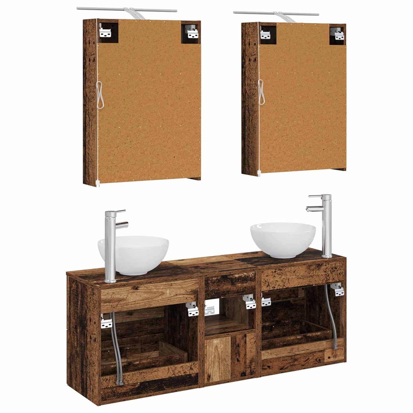 Bathroom Cabinet Set 5 pcs Old Wood 50 x 14.5 x 70 cm
