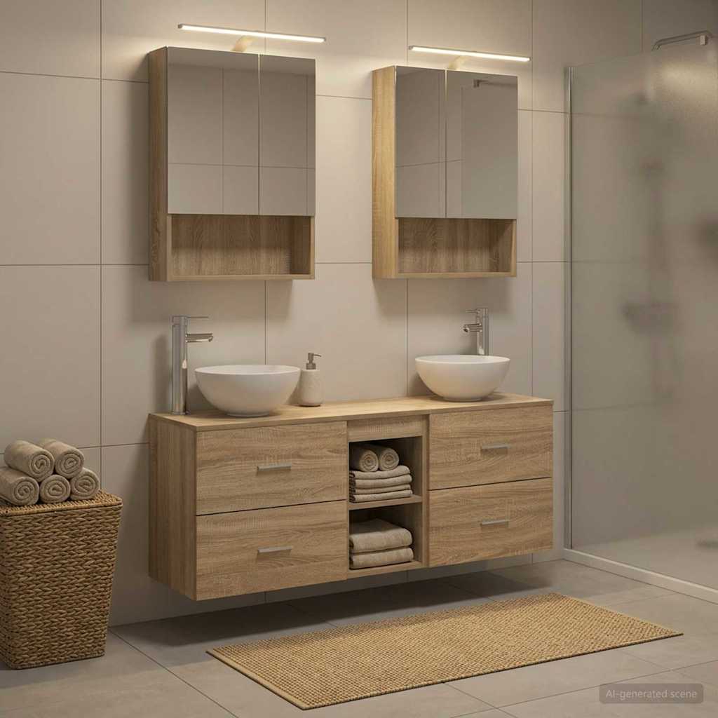 Bathroom Cabinet Set 5 pcs Sonoma Oak 50 x 14.5 x 70 cm