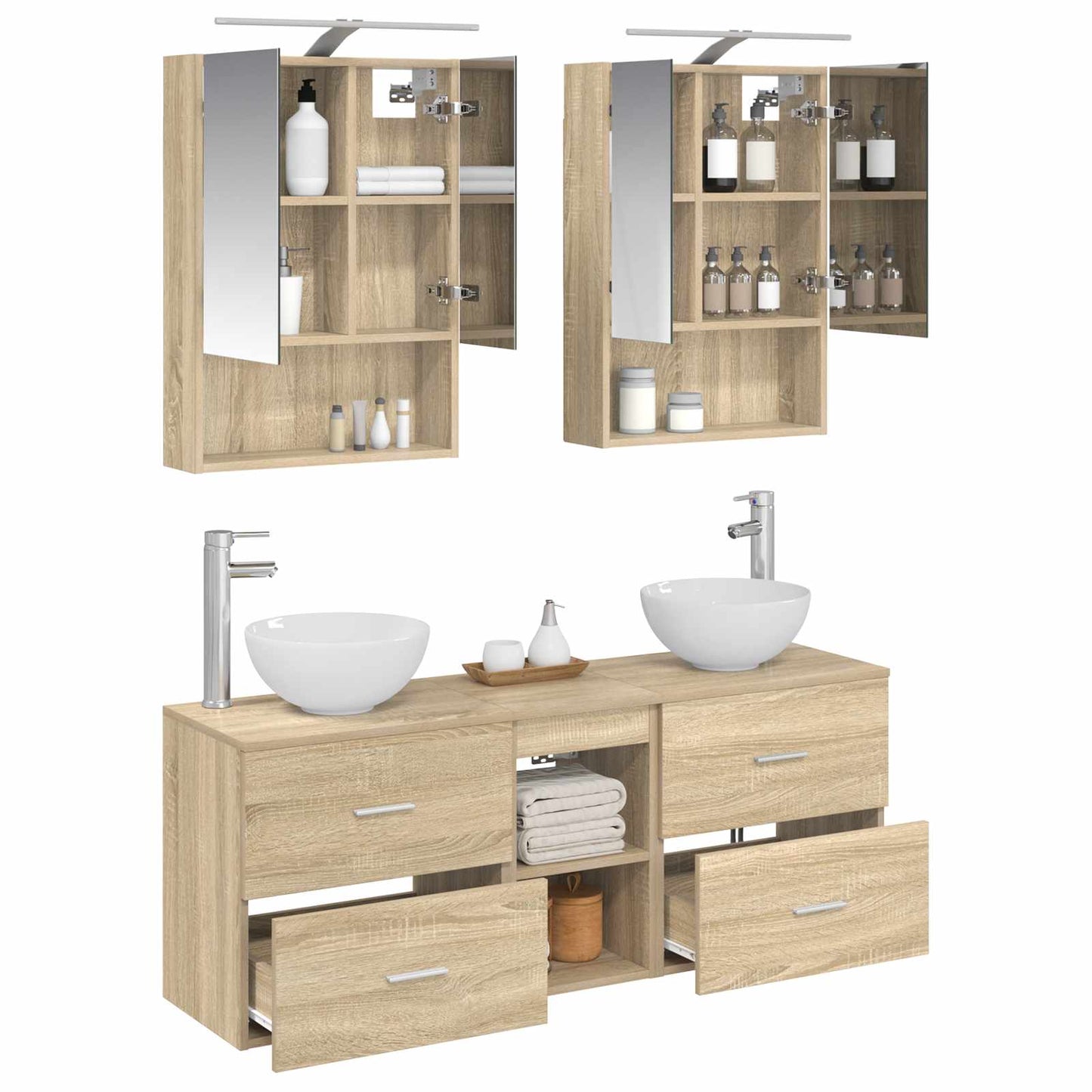 Bathroom Cabinet Set 5 pcs Sonoma Oak 50 x 14.5 x 70 cm