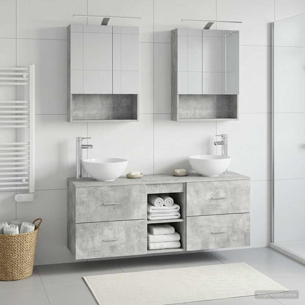 Bathroom Cabinet Set 5 pcs Concrete Grey 50 x 14.5 x 70 cm