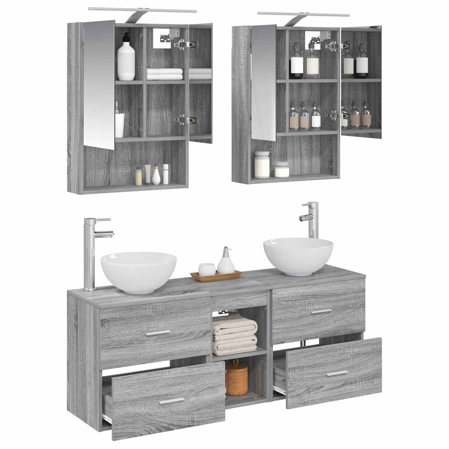 Bathroom Cabinet Set 5 pcs Grey Sonoma 50 x 14.5 x 70 cm
