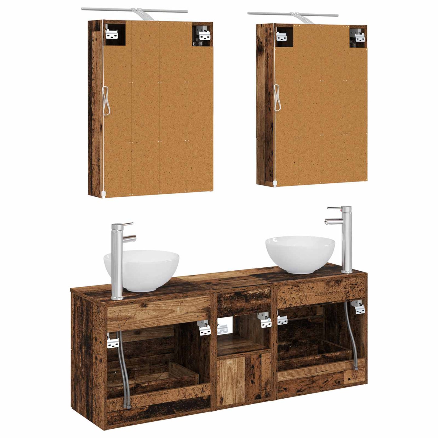 Bathroom Cabinet Set 5 pcs Old Wood 50 x 14.5 x 70 cm