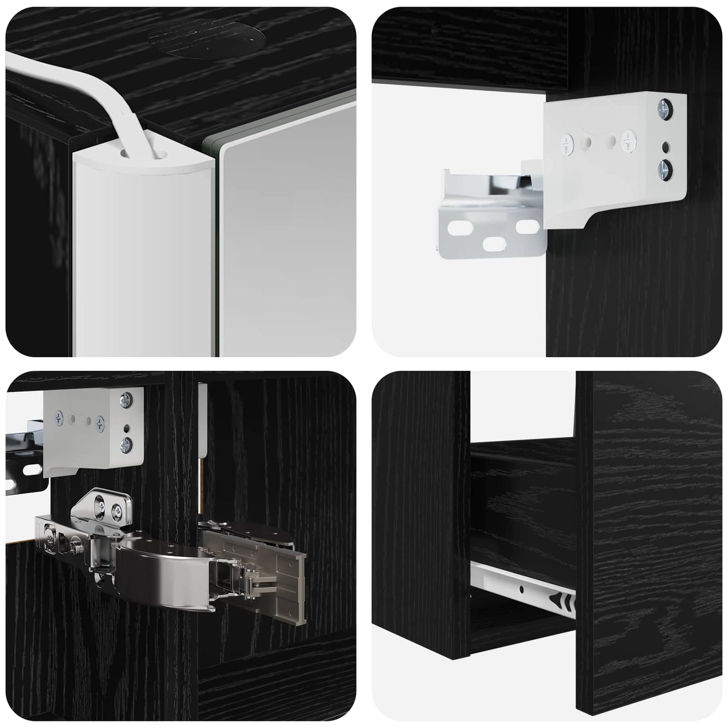 Bathroom Cabinet Set 5 pcs Black Oak 53 x 15.5 x 70 cm