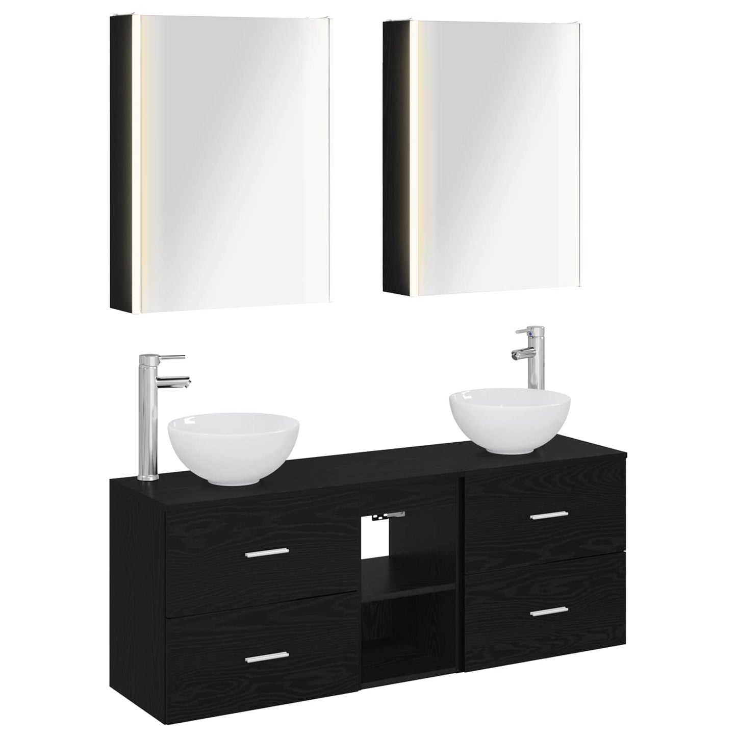 Bathroom Cabinet Set 5 pcs Black Oak 53 x 15.5 x 70 cm