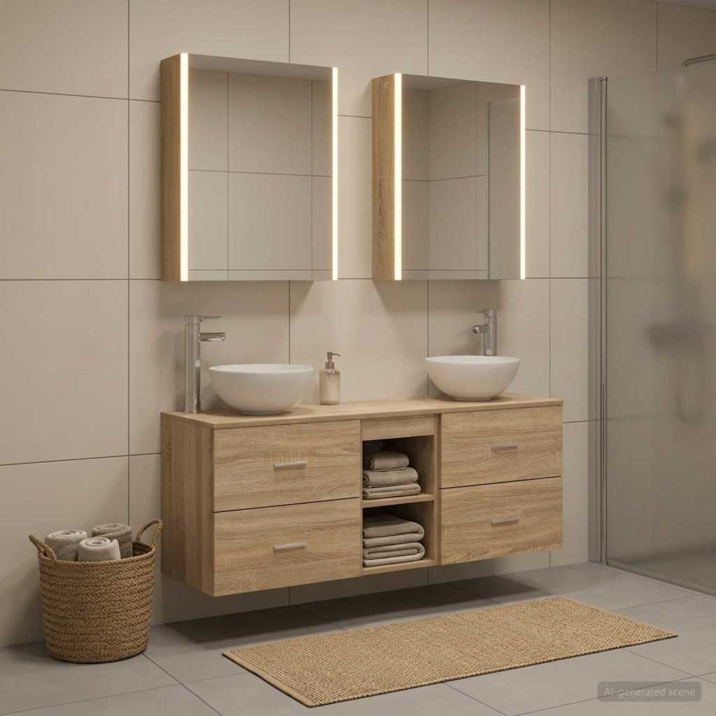 Bathroom Cabinet Set 5 pcs Sonoma Oak 53 x 15.5 x 70 cm