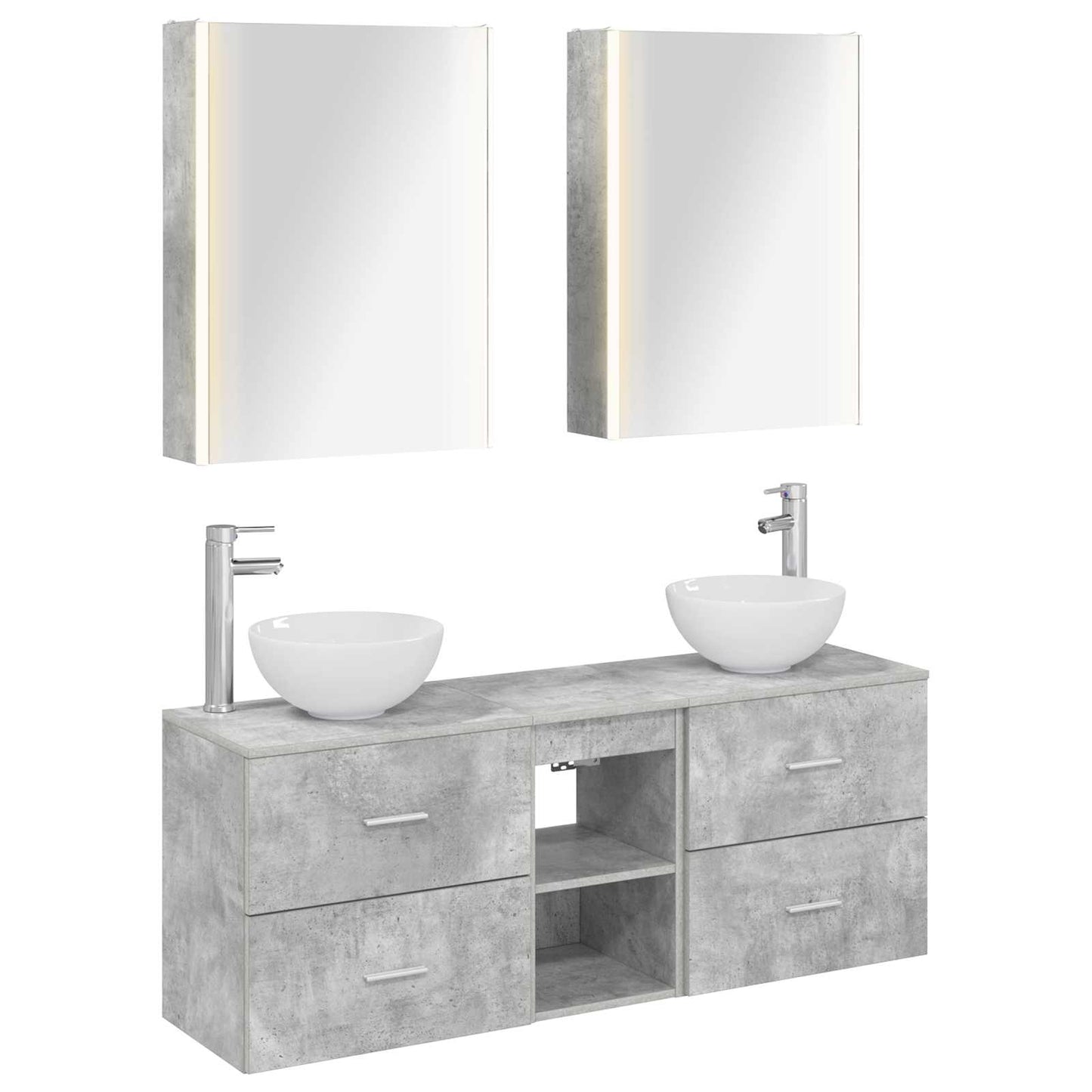 Bathroom Cabinet Set 5 pcs Concrete Grey 53 x 15.5 x 70 cm