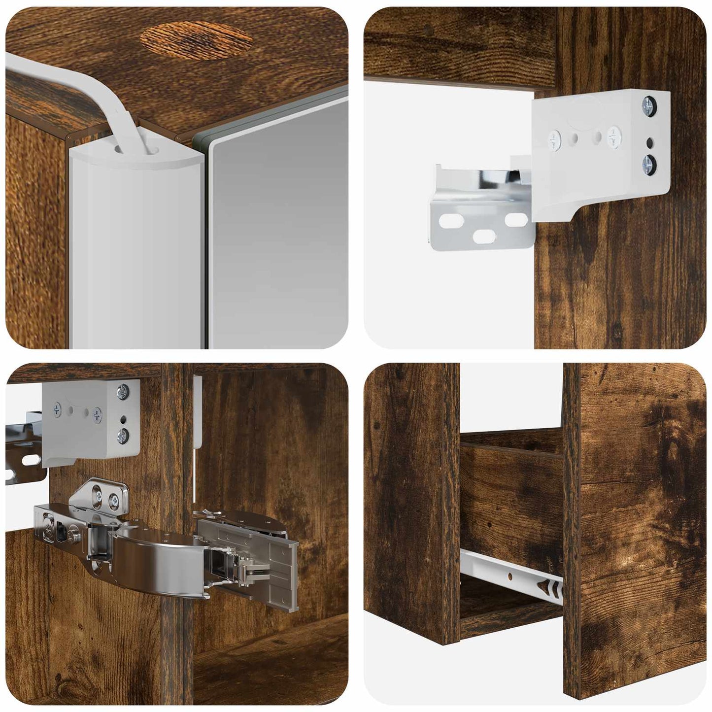 Bathroom Cabinet Set 5 pcs Smoked Oak 53 x 15.5 x 70 cm