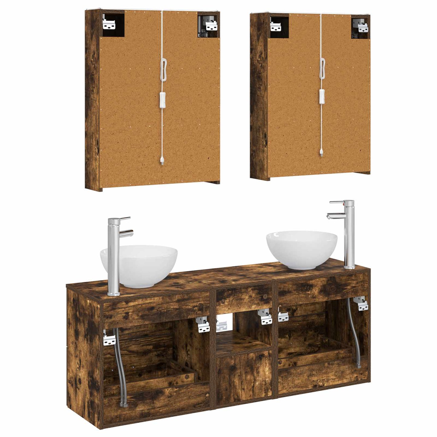 Bathroom Cabinet Set 5 pcs Smoked Oak 53 x 15.5 x 70 cm