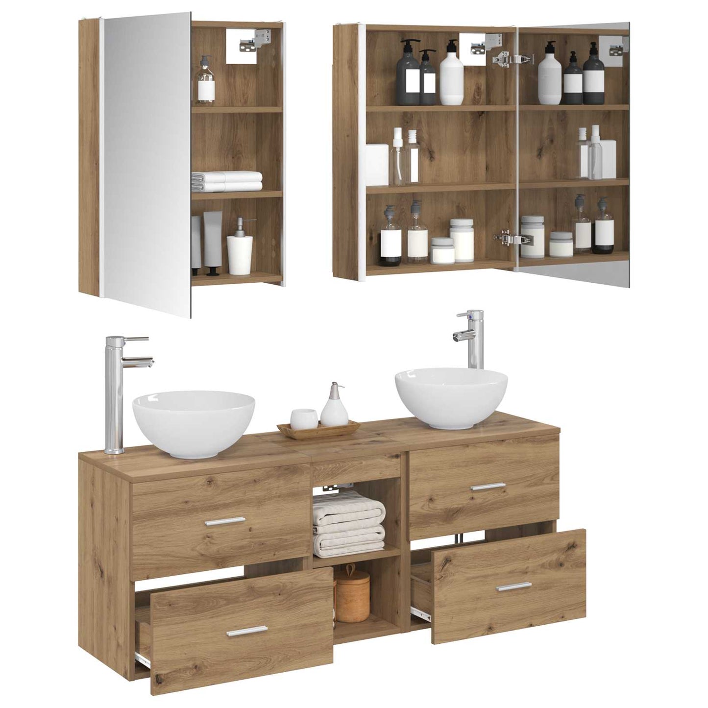 Bathroom Cabinet Set 5 pcs Artisan Oak 53 x 15.5 x 70 cm