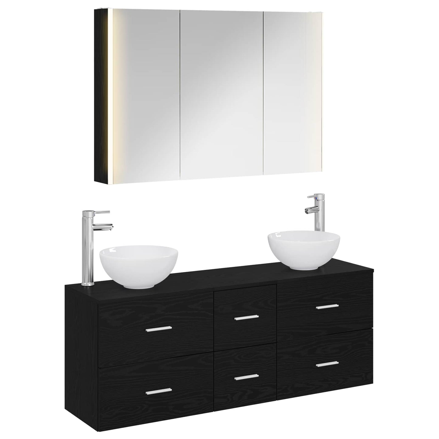 Bathroom Furniture Set 4 pcs Black Oak