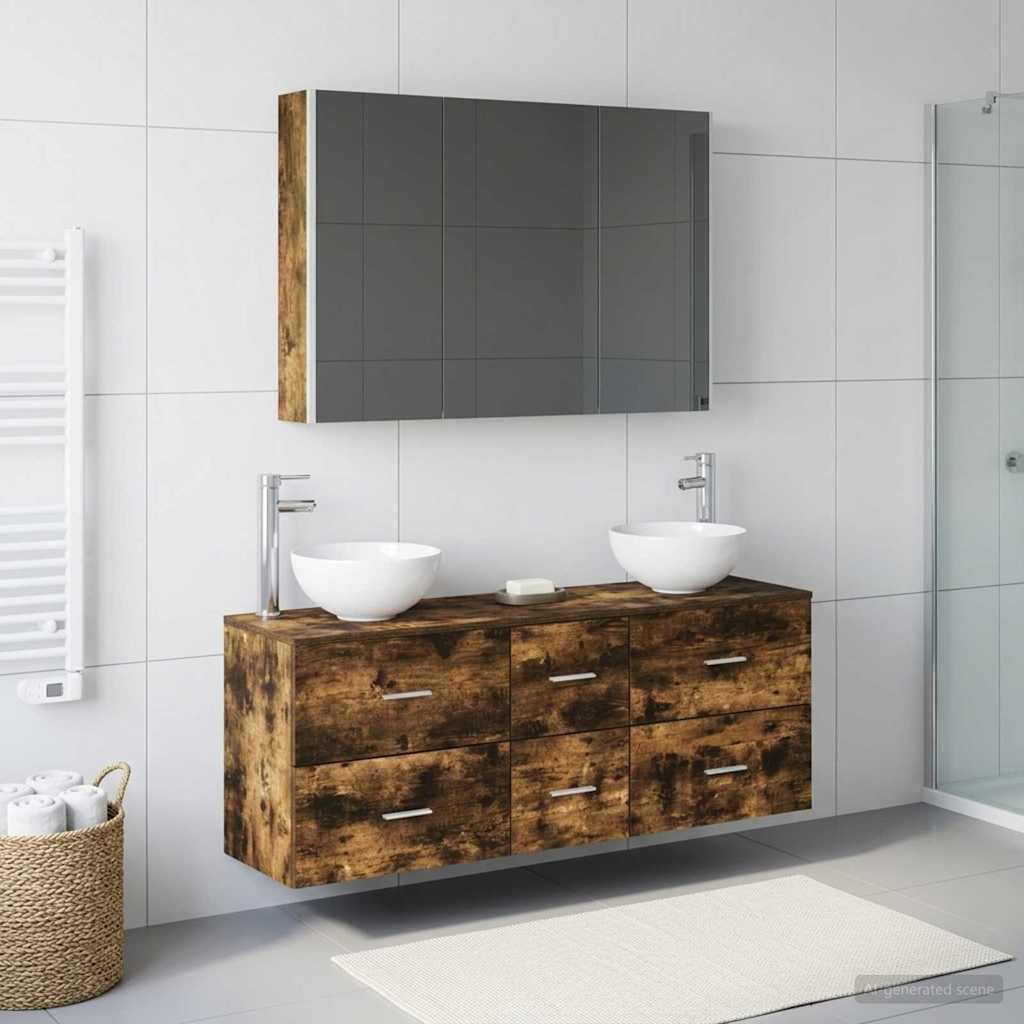Bathroom Furniture Set 4 pcs Smoked Oak