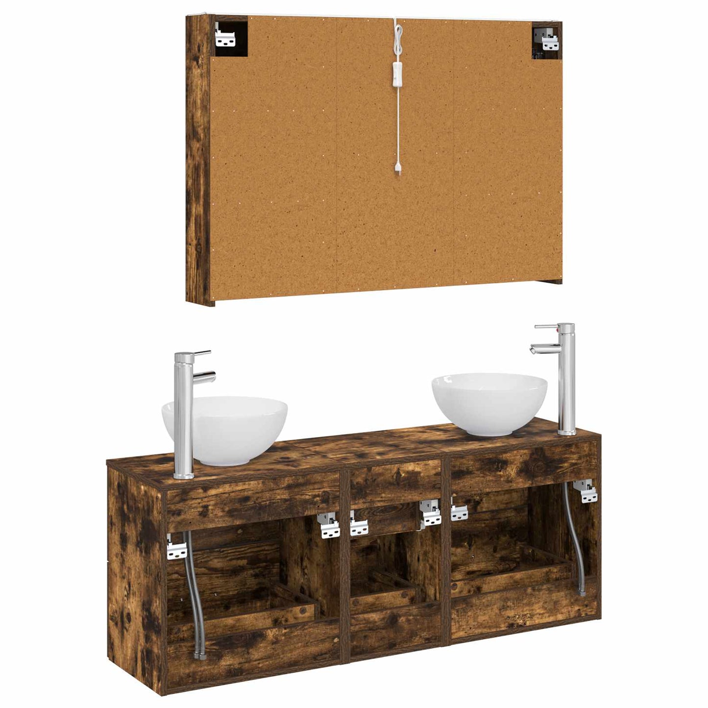Bathroom Furniture Set 4 pcs Smoked Oak