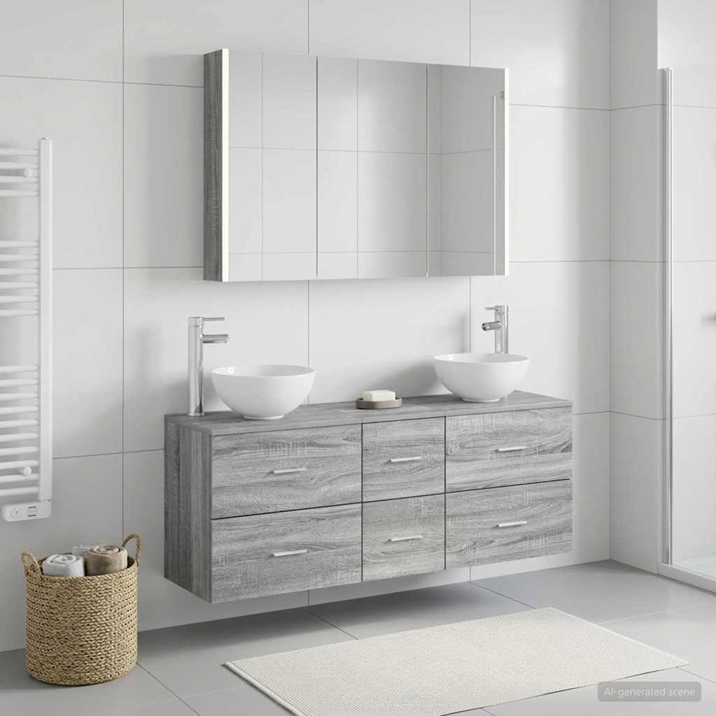 Bathroom Furniture Set 4 pcs Grey Sonoma