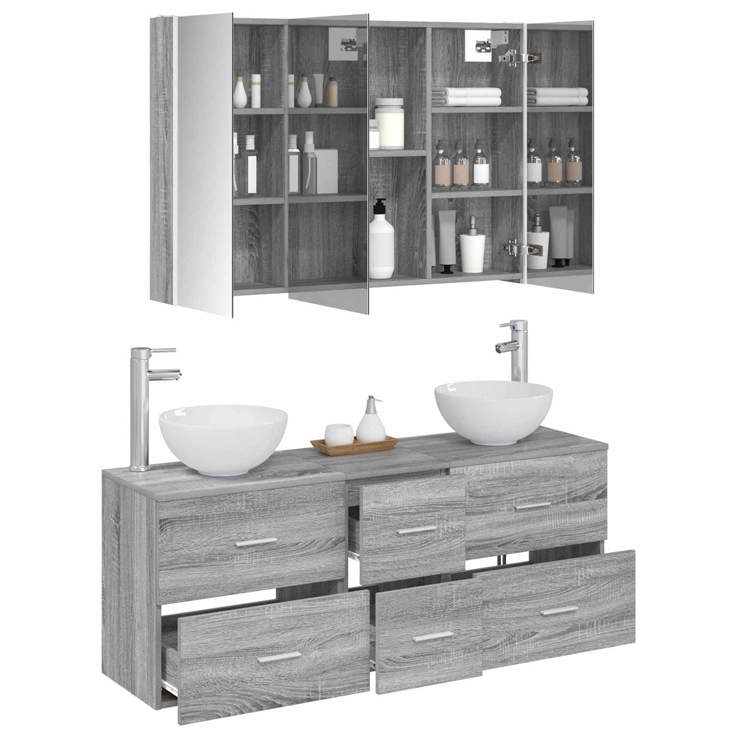 Bathroom Furniture Set 4 pcs Grey Sonoma