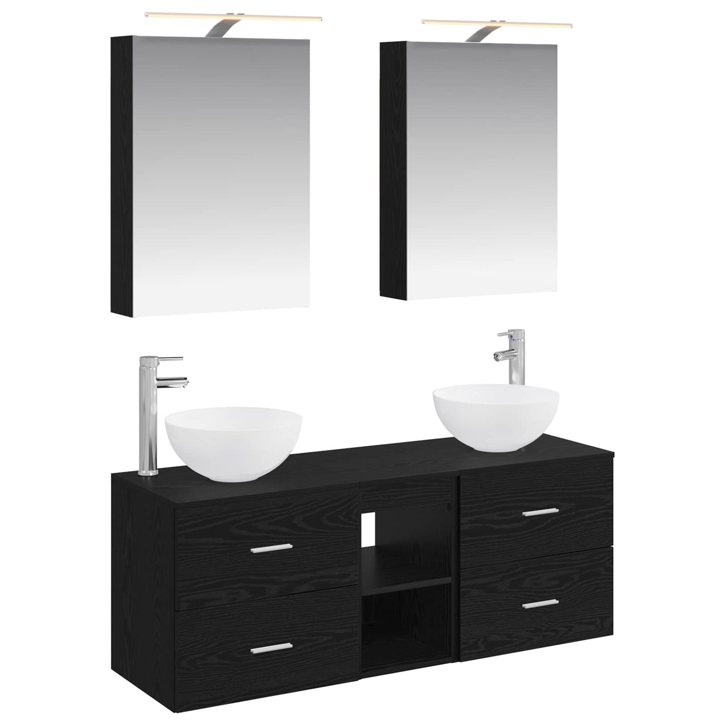 Bathroom Furniture Set 5 pcs Black Oak