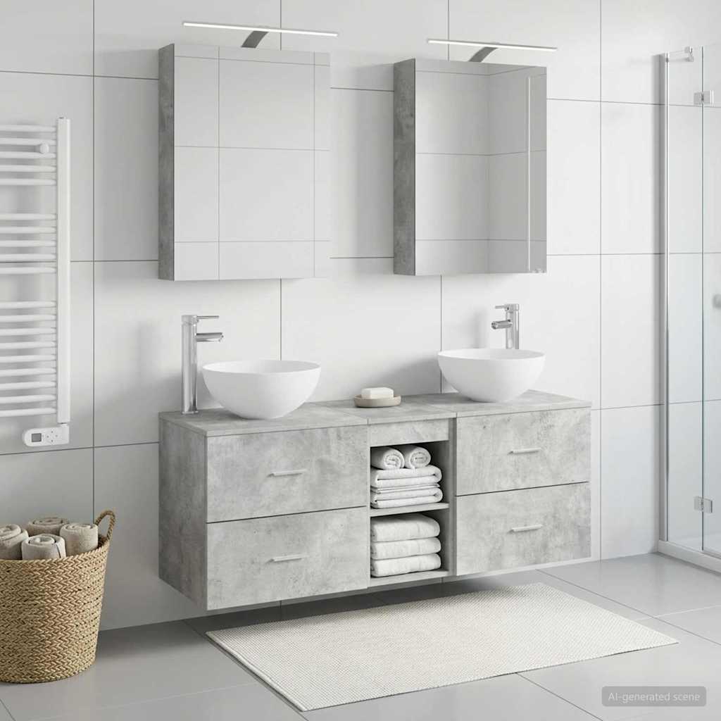 Bathroom Furniture Set 5 pcs Concrete Grey