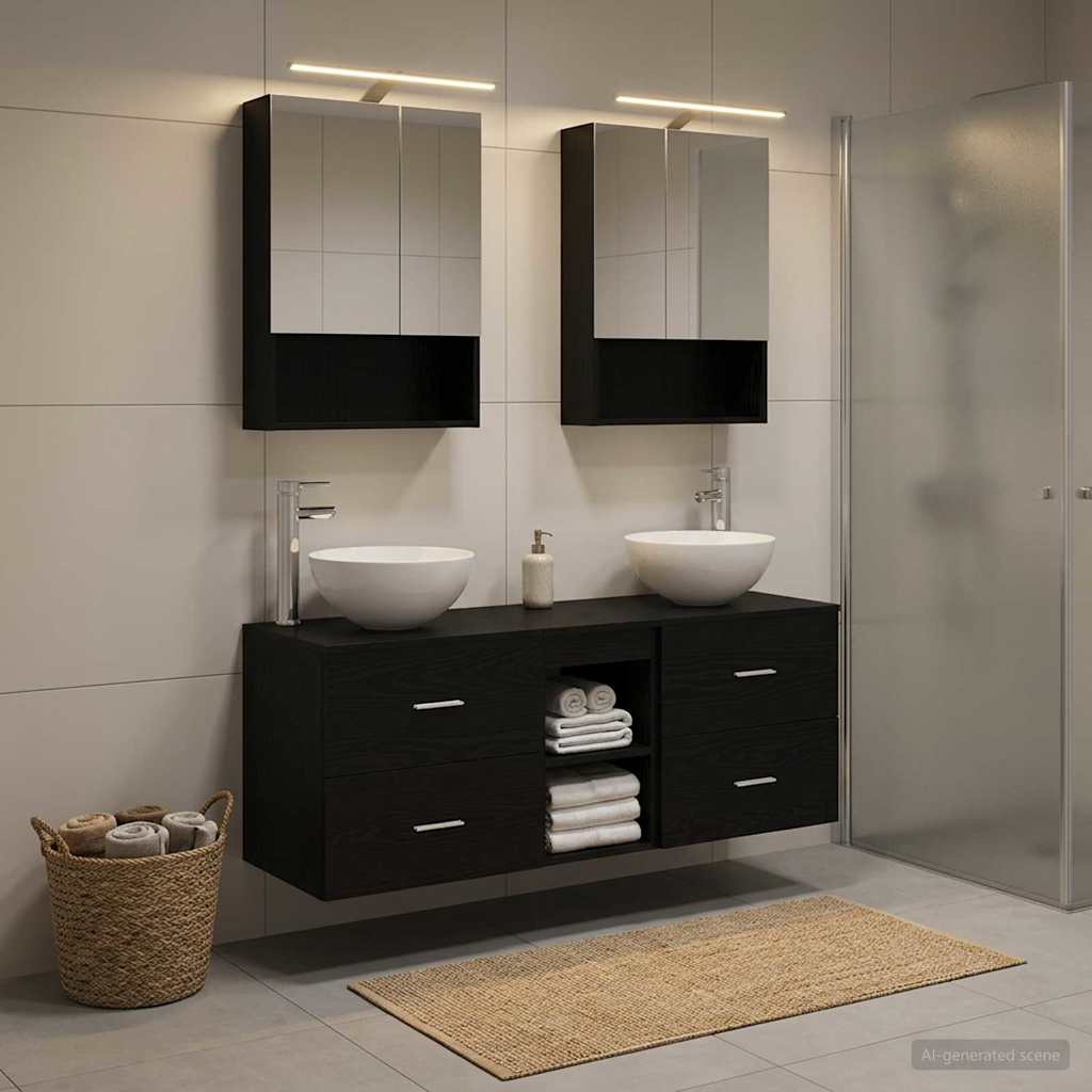 Bathroom Furniture Set 5 pcs Black Oak