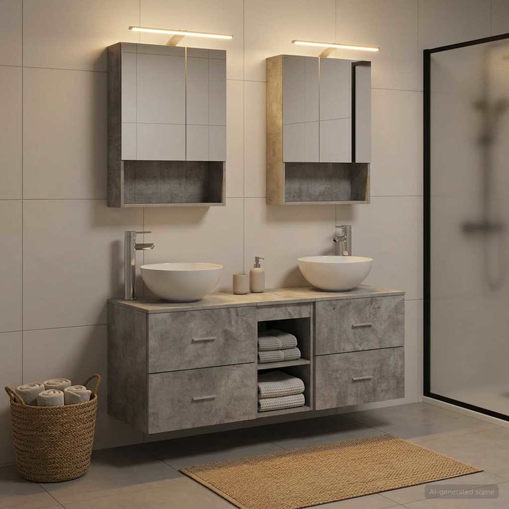 Bathroom Furniture Set 5 pcs Concrete Grey