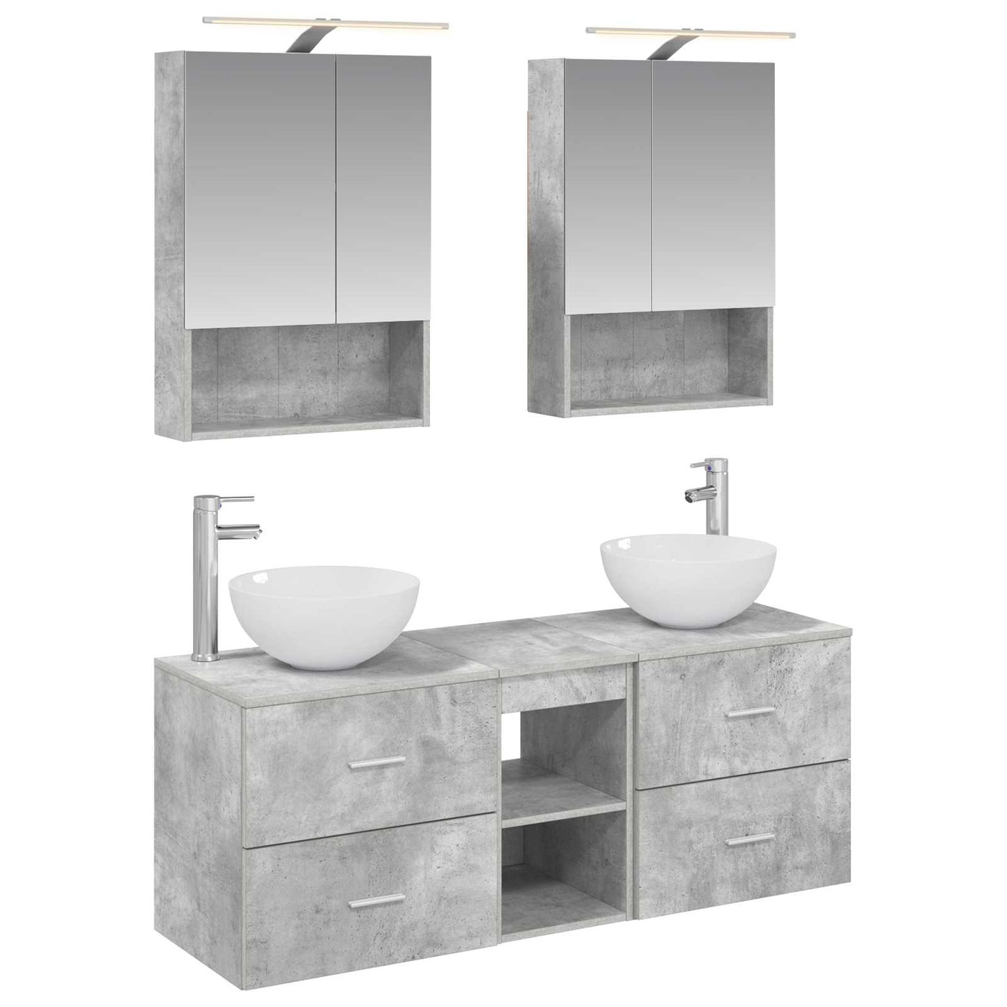 Bathroom Furniture Set 5 pcs Concrete Grey