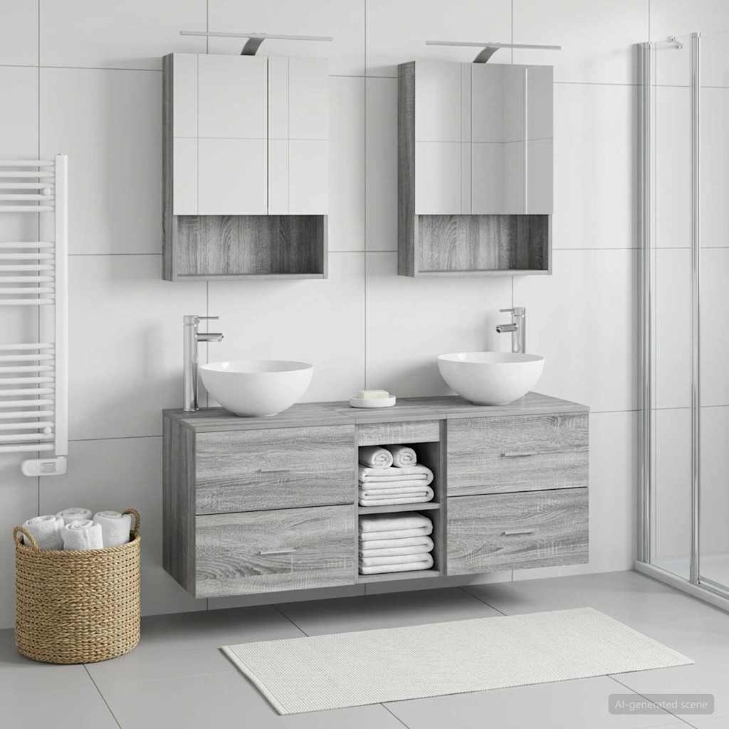 Bathroom Furniture Set 5 pcs Grey Sonoma