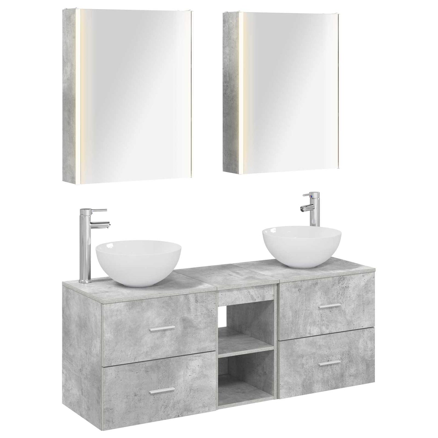Bathroom Furniture Set 5 pcs Concrete Grey