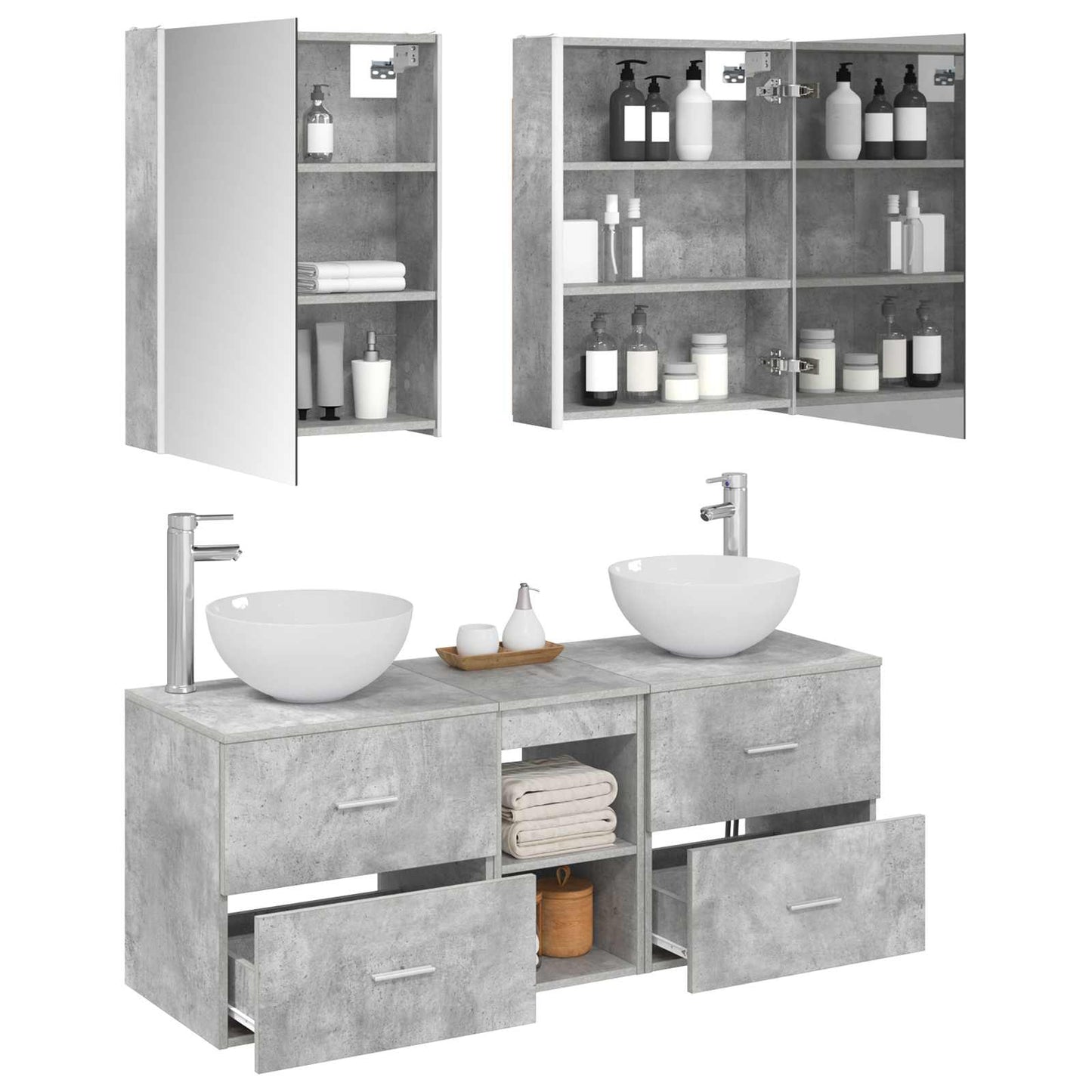 Bathroom Furniture Set 5 pcs Concrete Grey