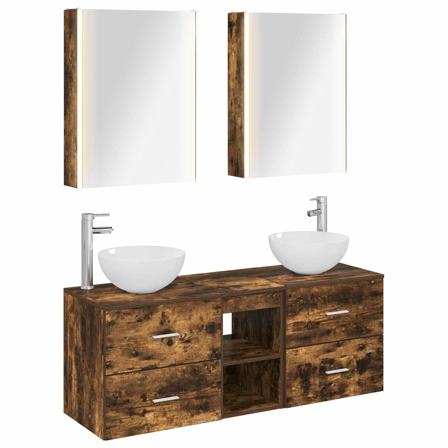 Bathroom Furniture Set 5 pcs Smoked Oak