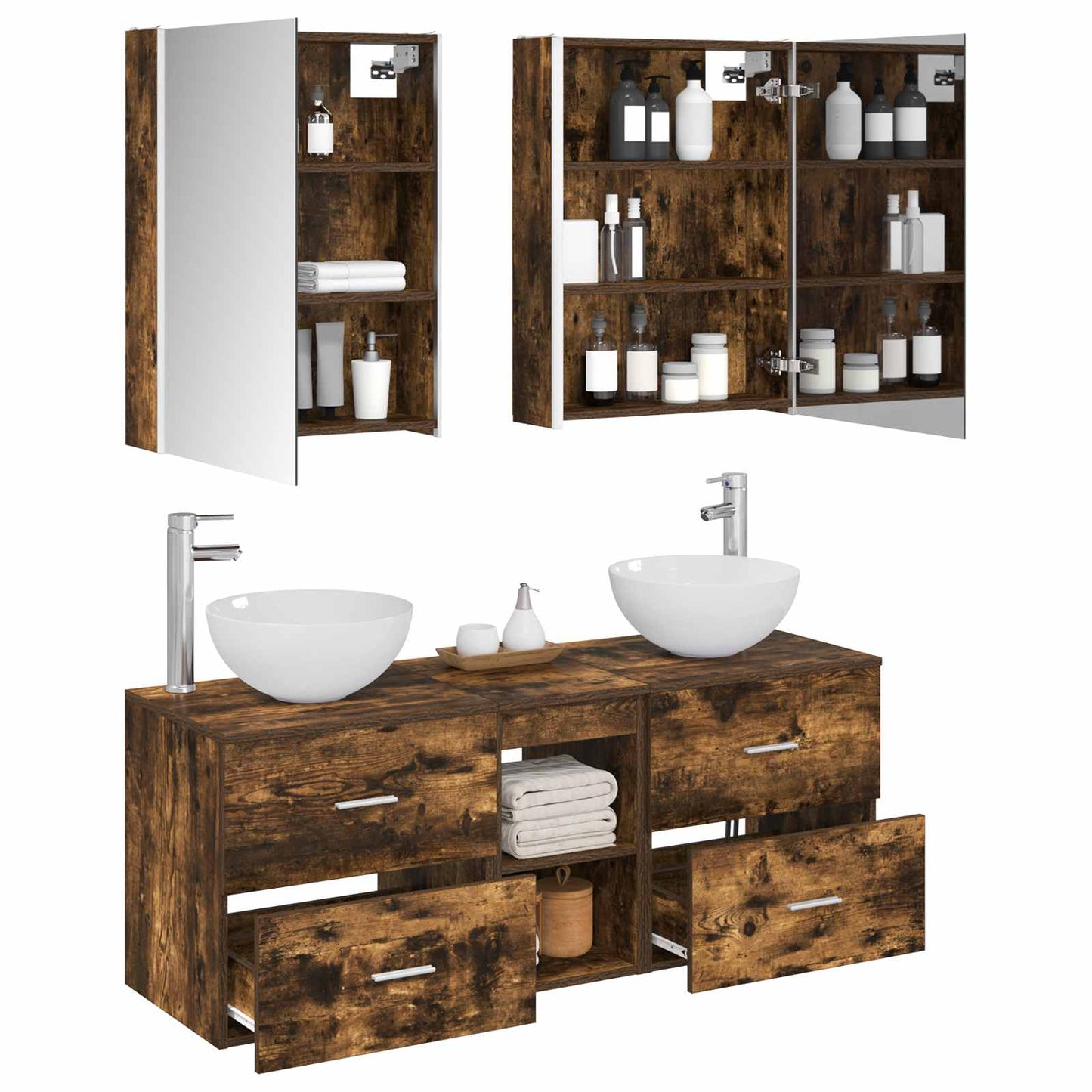 Bathroom Furniture Set 5 pcs Smoked Oak