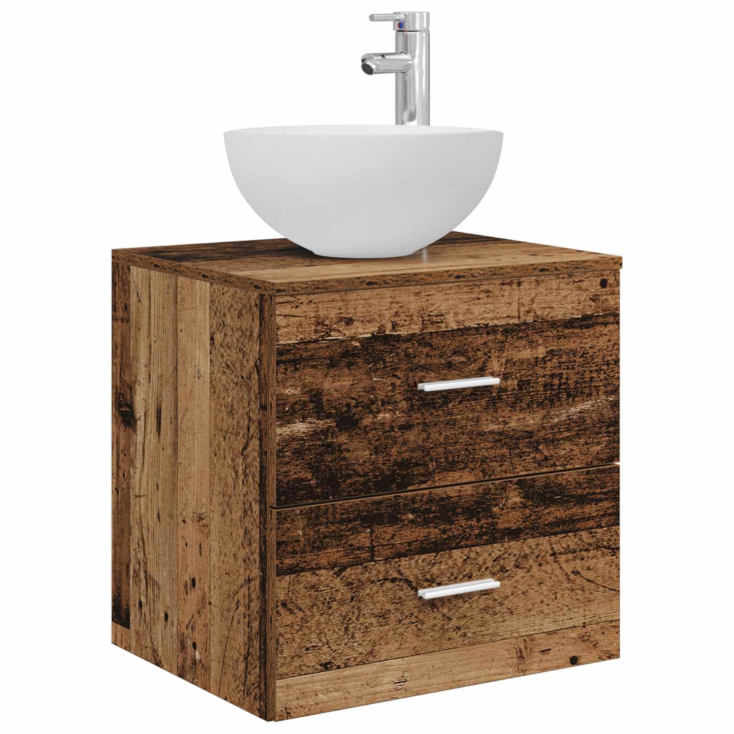 Bathroom Furniture Set 5 pcs Old Wood Engineered Wood and Glass