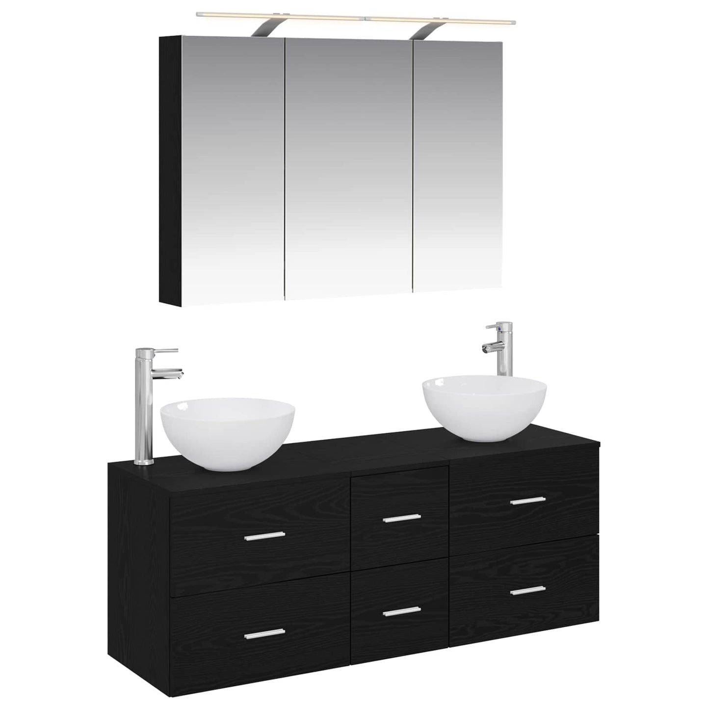 Bathroom Furniture Set 4 pcs Black Oak