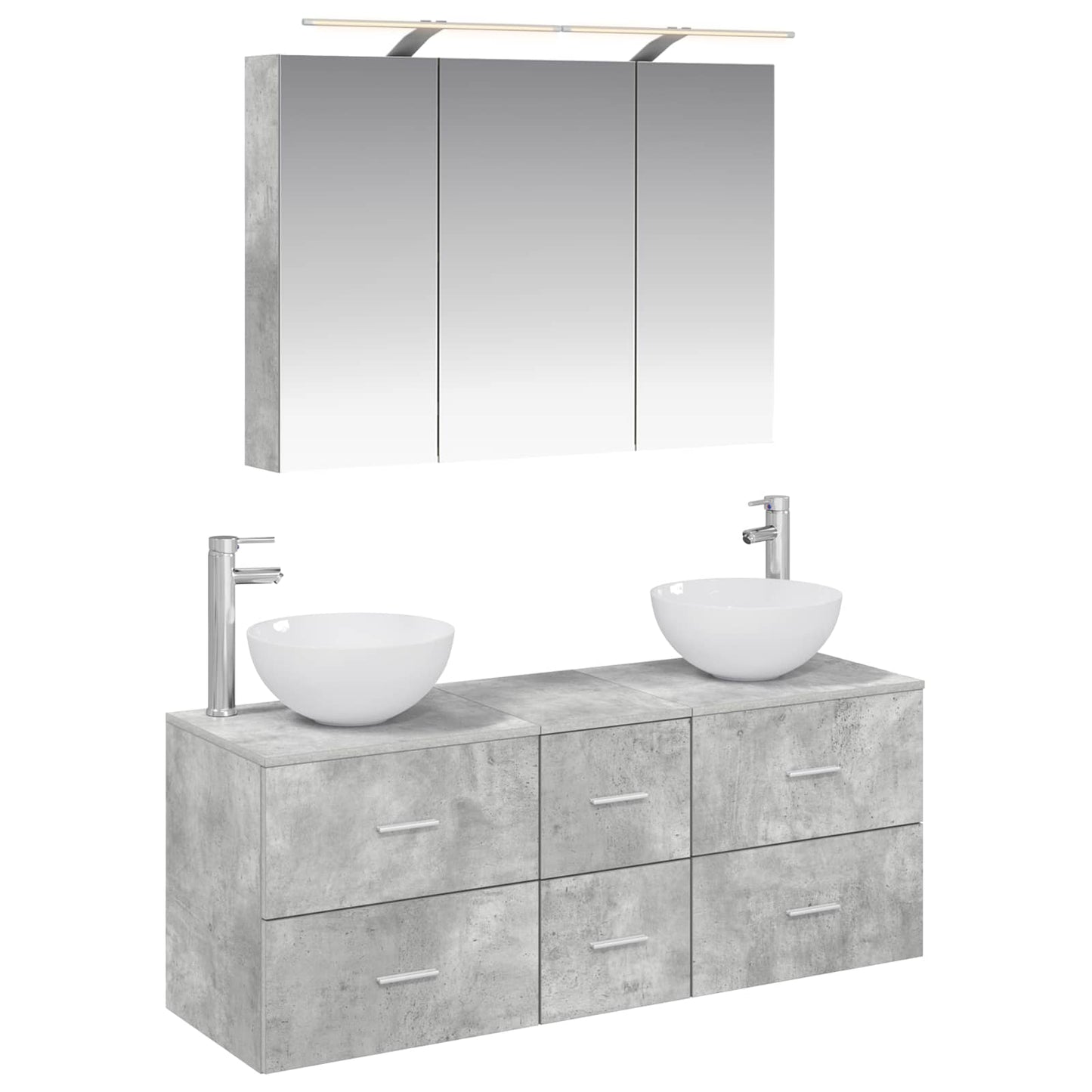 Bathroom Furniture Set 4 pcs Concrete Grey