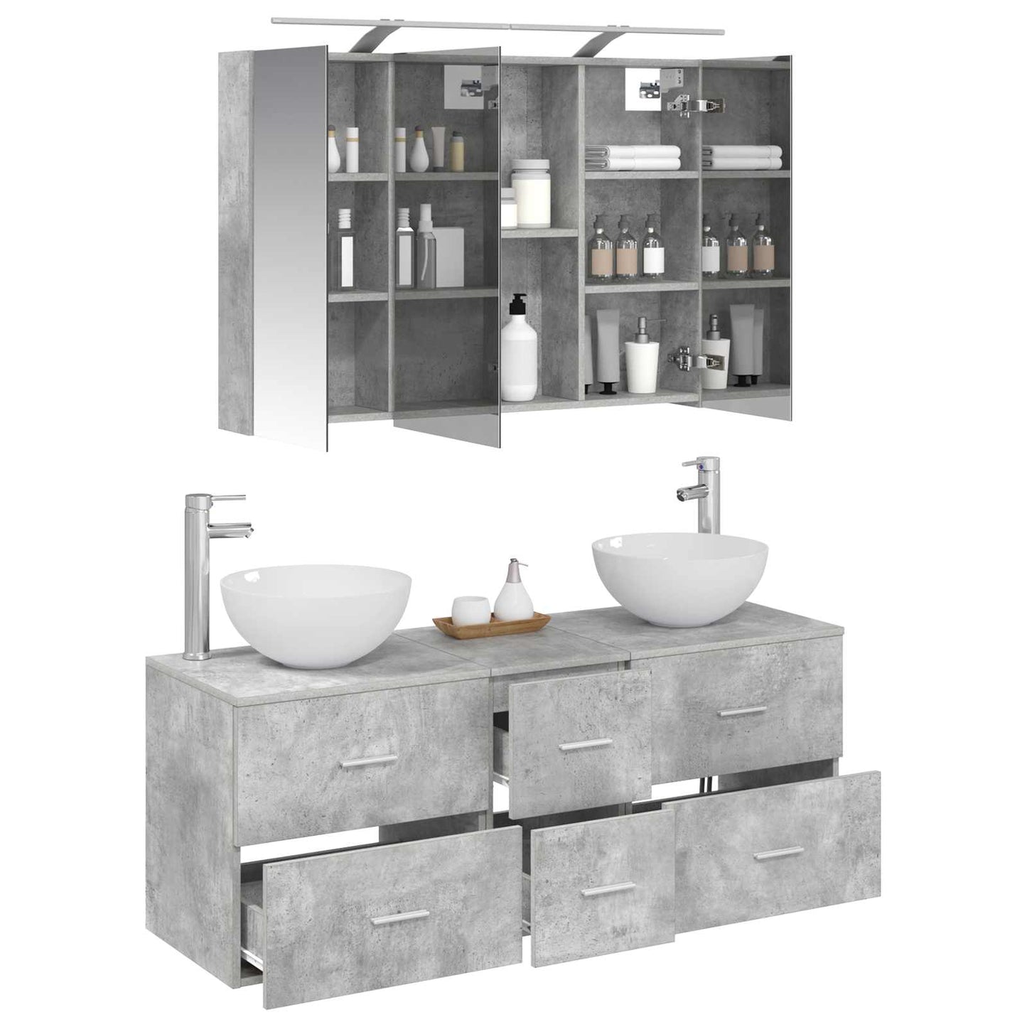 Bathroom Furniture Set 4 pcs Concrete Grey