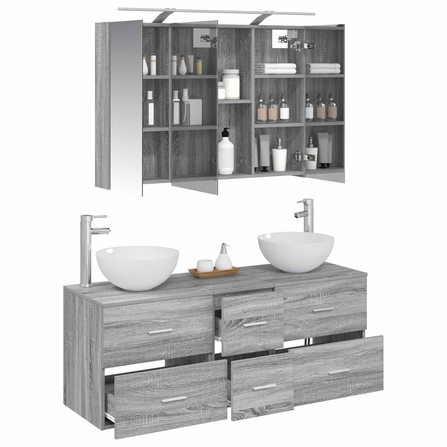Bathroom Furniture Set 4 pcs Grey Sonoma