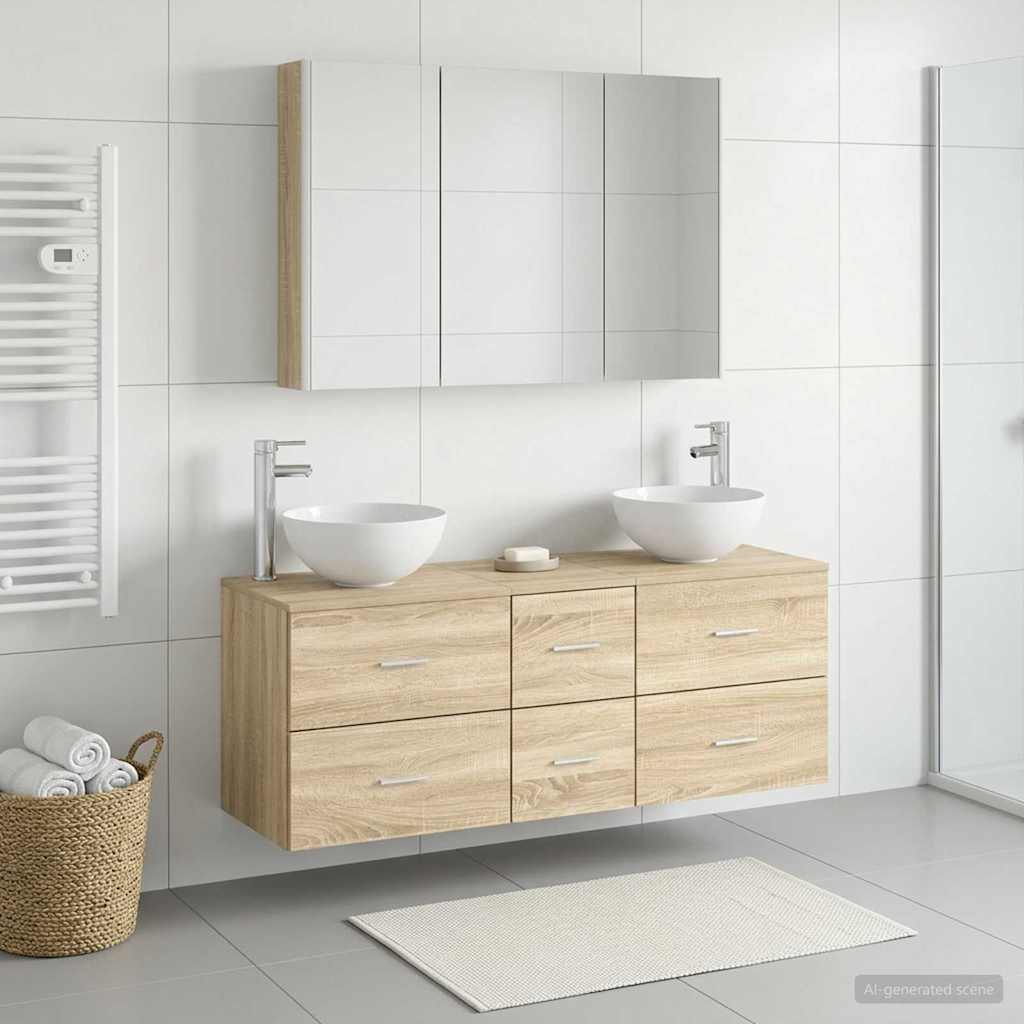 Bathroom Furniture Set 4 pcs Sonoma Oak